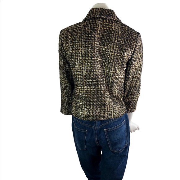 MICHAEL Michael Kors MK Size 8 Gold Tweed Wool Blend Cropped Blazer Lined - Picture 5 of 8